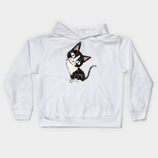 Black cat in thought Kids Hoodie